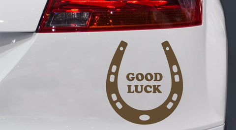 Hufeisen mit Text Good Luck Autoaufkleber