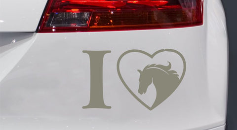 I Love Pferde mit Herz Autoaufkleber