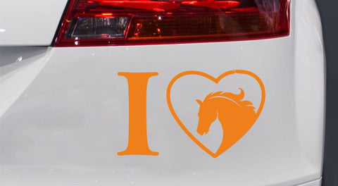 I Love Pferde mit Herz Autoaufkleber