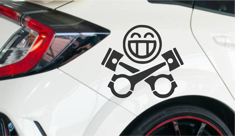 Kolben Smiley JDM Autoaufkleber