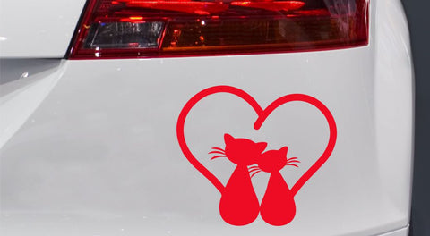 Katzen mit Herz Autoaufkleber