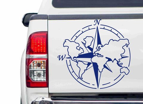 Kompass mit Weltkarte Autoaufkleber
