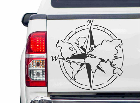 Kompass mit Weltkarte Autoaufkleber