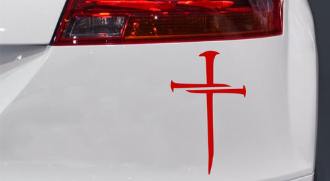 Kreuz aus Nagel Autoaufkleber
