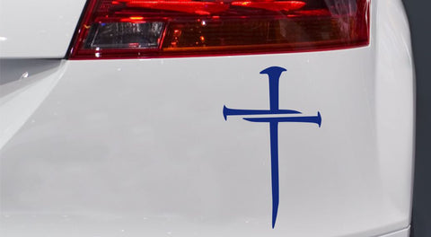Kreuz aus Nagel Autoaufkleber