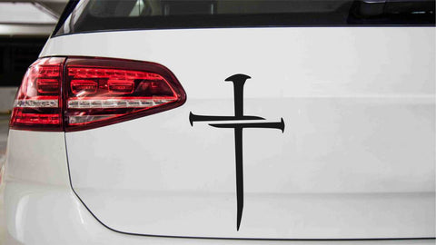 Kreuz aus Nagel Autoaufkleber