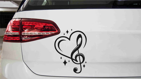 Musiknote-Herzform Autoaufkleber