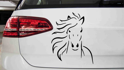 Pferdekopf mit Mähne Autoaufkleber