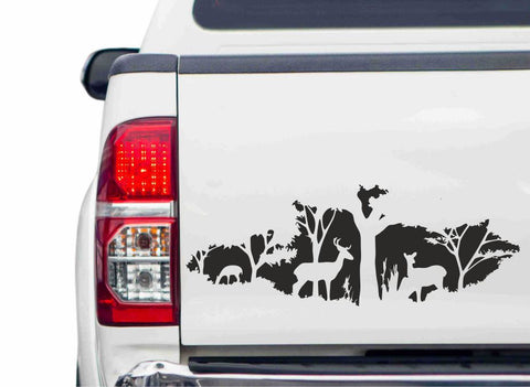 Rehfamilie im Wald Autoaufkleber