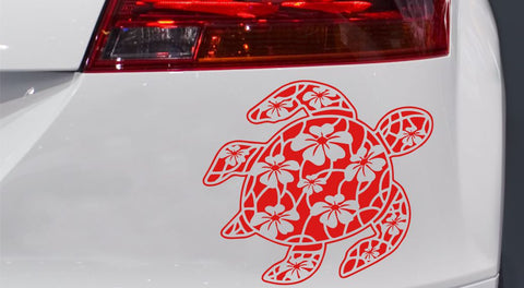 Schildkröte Aloha mit Lotus Blumen Autoaufkleber