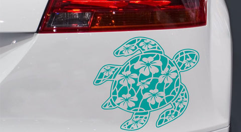 Schildkröte Aloha mit Lotus Blumen Autoaufkleber