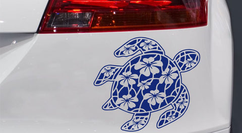 Schildkröte Aloha mit Lotus Blumen Autoaufkleber