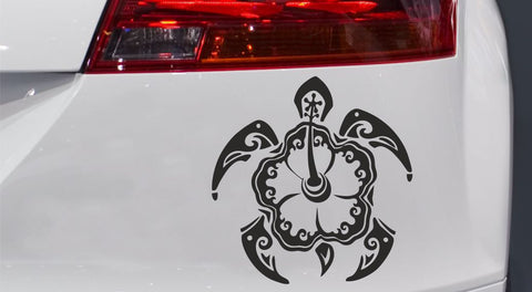 Schildkröte mit Blumenmotiv Autoaufkleber