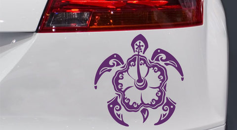 Schildkröte mit Blumenmotiv Autoaufkleber