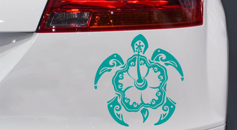 Schildkröte mit Blumenmotiv Autoaufkleber
