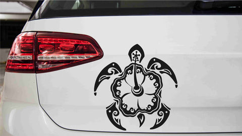 Schildkröte mit Blumenmotiv Autoaufkleber