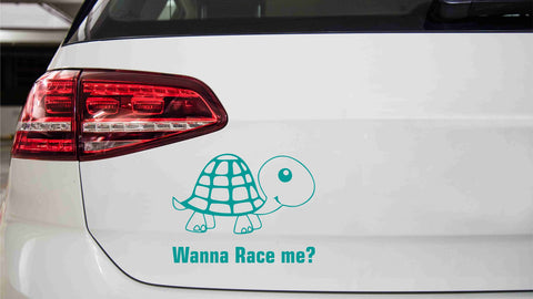 Schildkröte mit Spruch wilst du ein rennen? Autoaufkleber
