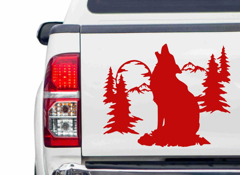 Wolf Mond Autoaufkleber