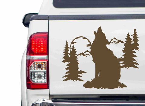 Wolf Mond Autoaufkleber