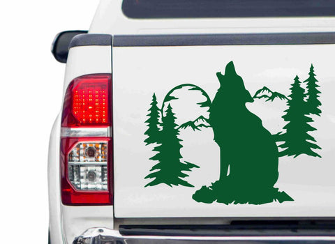 Wolf Mond Autoaufkleber