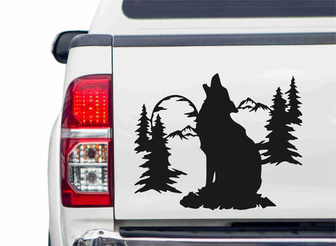 Wolf Mond Autoaufkleber