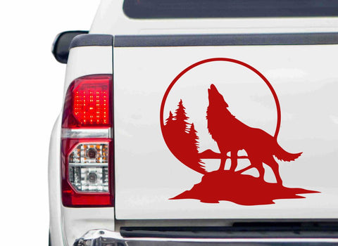 Wolf Vollmond Autoaufkleber