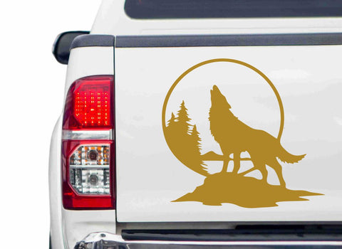 Wolf Vollmond Autoaufkleber