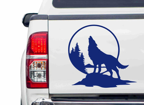 Wolf Vollmond Autoaufkleber