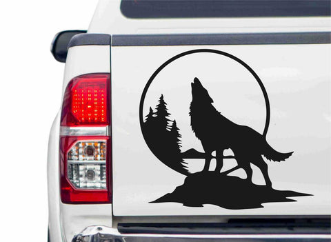 Wolf Vollmond Autoaufkleber