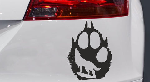 Wolspfote mit Heulendem Wolf Autoaufkleber