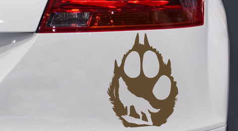 Wolspfote mit Heulendem Wolf Autoaufkleber