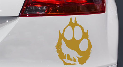 Wolspfote mit Heulendem Wolf Autoaufkleber