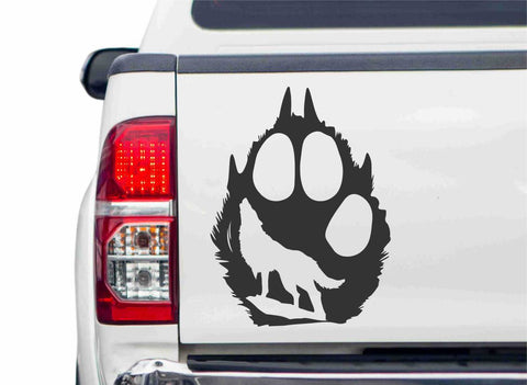 Wolspfote mit Heulendem Wolf Autoaufkleber