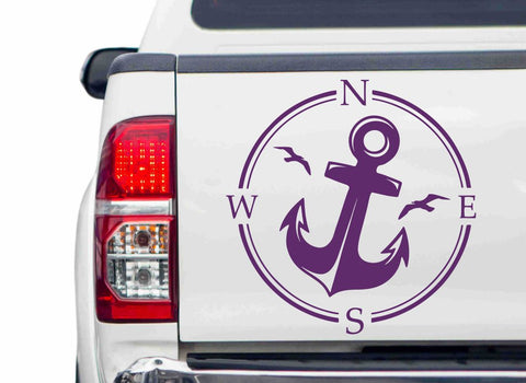Kompass mit Anker Autoaufkleber