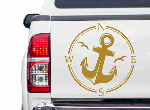 Kompass mit Anker Autoaufkleber