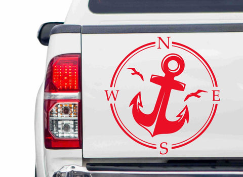 Kompass mit Anker Autoaufkleber