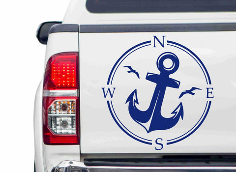 Kompass mit Anker Autoaufkleber