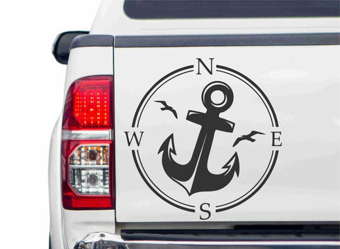 Kompass mit Anker Autoaufkleber