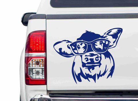 Kuhkopf mit Brille Autoaufkleber