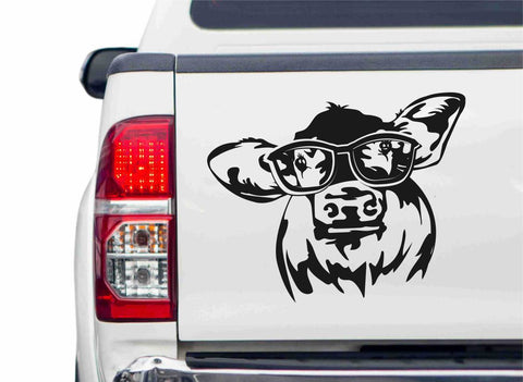 Kuhkopf mit Brille Autoaufkleber
