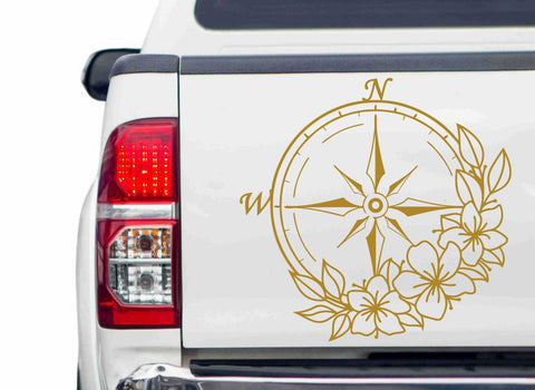 Kompass mit Blumen Autoaufkleber
