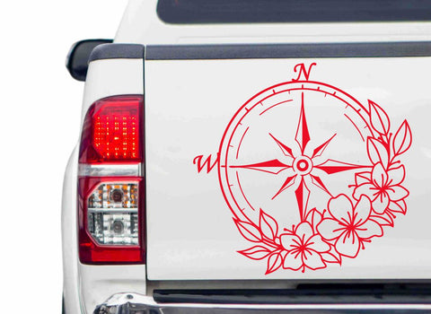 Kompass mit Blumen Autoaufkleber