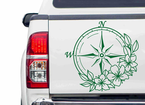Kompass mit Blumen Autoaufkleber