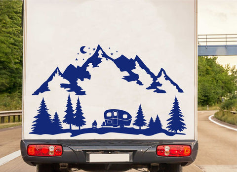 Berglandschaft bei Nacht Camper Autoaufkleber