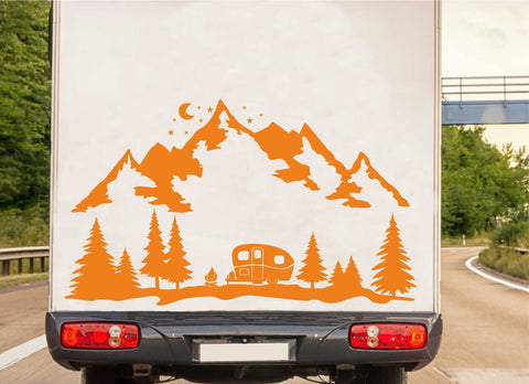 Berglandschaft bei Nacht Camper Autoaufkleber