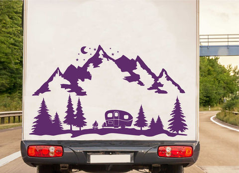 Berglandschaft bei Nacht Camper Autoaufkleber