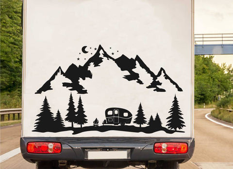 Berglandschaft bei Nacht Camper Autoaufkleber