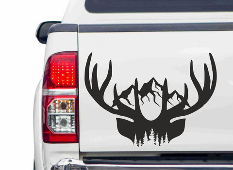 Hirsch und Berg Autoaufkleber