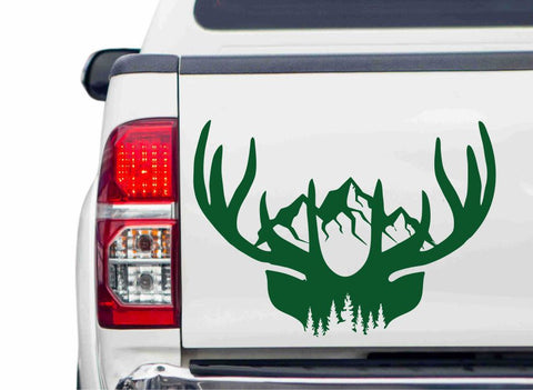 Hirsch und Berg Autoaufkleber