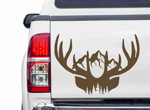 Hirsch und Berg Autoaufkleber